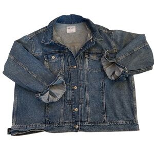 {Old Navy} Women’s Classic Blue Medium Distress Washed Denim Jean Jacket Sz XXL